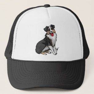 Hund - Australischer Schäferhund - Black Tri Truckerkappe