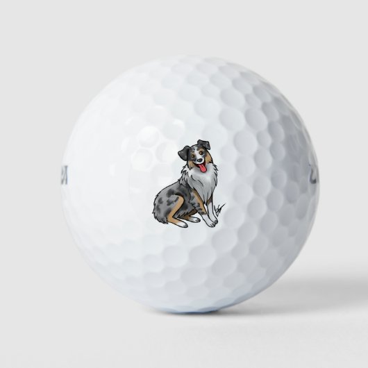 Hund - Australischer Schäferhund - Blue Merle Golfball (Vorderseite)