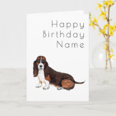 Hund Basset Hound Deko Geburtstag Karte (Gelbe Blume)