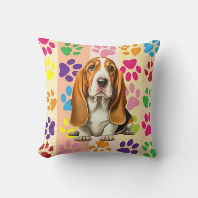 Hund, Basset Hound Kissen (Vorderseite)