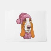 Hund Basset Hound Rasse in Strickhut Fußmatte (Vorderseite)