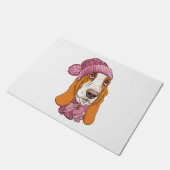 Hund Basset Hound Rasse in Strickhut Fußmatte (Schrägansicht)