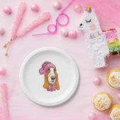 Hund Basset Hound Rasse in Strickhut Pappteller (Party)