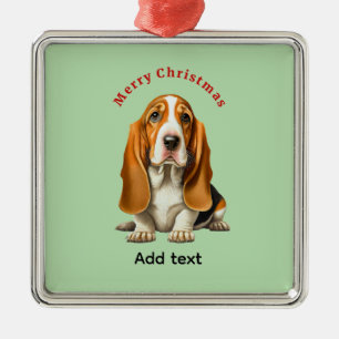 Hund, Basset Hound Vorlage, Weihnachten  Ornament Aus Metall