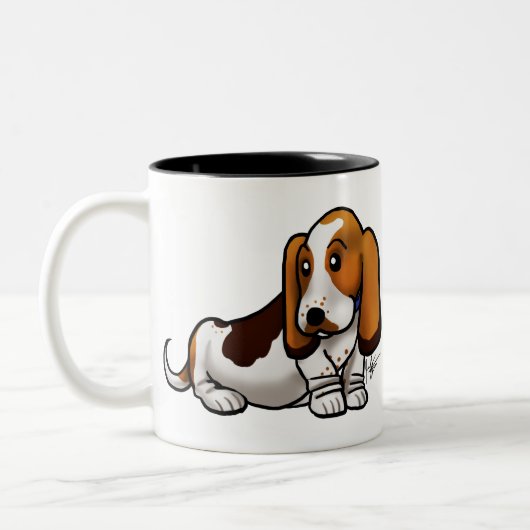 Hund - Basset-Hund Zweifarbige Tasse (Links)