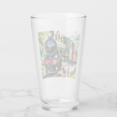 Hund begrüßt Dampflok Glas (Rückseite)