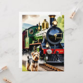 Hund begrüßt Dampflok Karte (Vorderseite/Rückseite Beispiel)