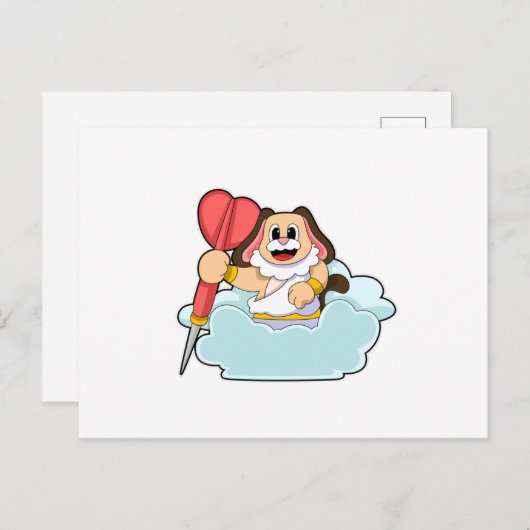 Hund bei Darts mit Dart Postkarte (Vorne/Hinten)