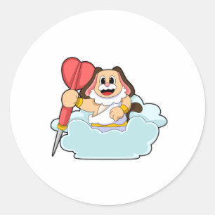 Hund bei Darts mit Dart Runder Aufkleber