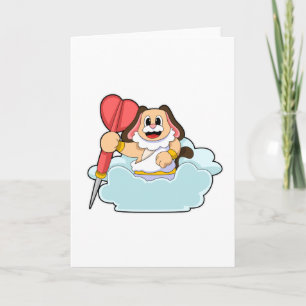 Hund bei Darts mit Wurfpfeil Karte