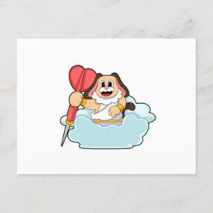 Hund bei Darts mit Wurfpfeil Postkarte