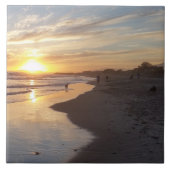 Hund bei Sunset California Dreaming Tile Fliese (Vorderseite)