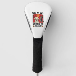 Hund bei Tag, Hexe bei Nacht, Vintage-Halloween-Hu Golf Headcover