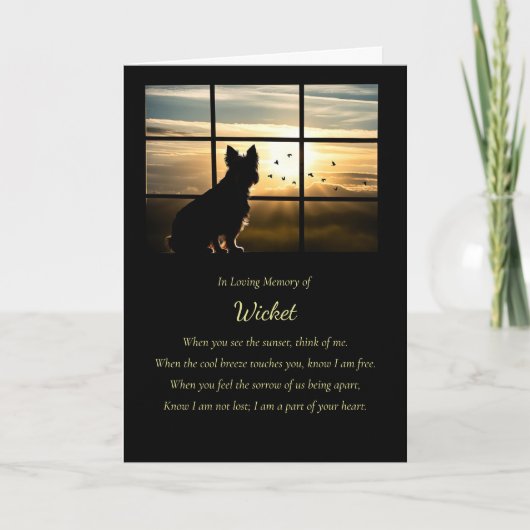 Hund Beileid Individuelle Name Spirituelles Gedich Karte (Vorderseite)