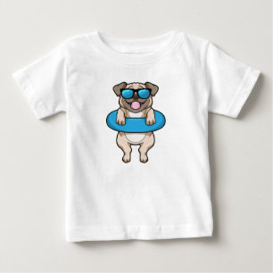 Hund beim Baden mit Schwimmring Baby T-shirt