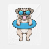 Hund beim Baden mit Schwimmring Fleecedecke (Vorderseite)