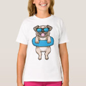 Hund beim Baden mit Schwimmring T-Shirt (Vorderseite)