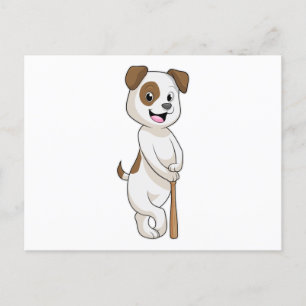 Hund beim Baseball mit Baseballschläger Postkarte