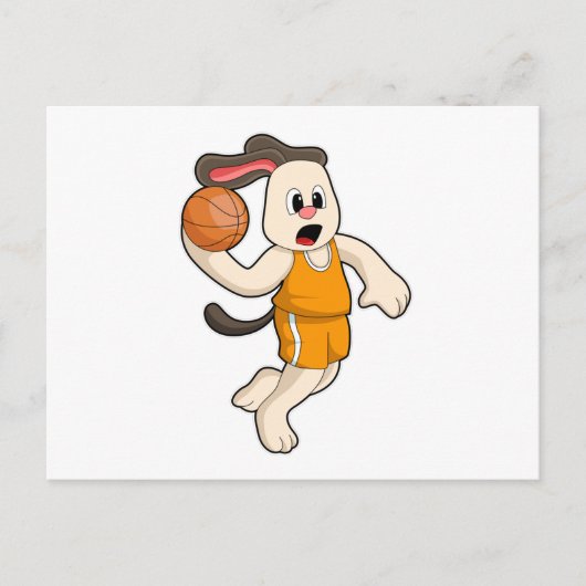 Hund beim Basketball-Sport Postkarte (Vorderseite)