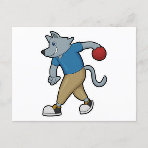 Hund beim Bowling mit Bowlingkugel Postkarte