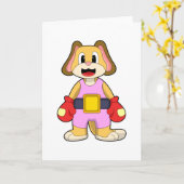 Hund beim Boxen mit Boxhandschuhen Karte (Gelbe Blume)