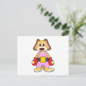 Hund beim Boxen mit Boxhandschuhen Postkarte (Stehend Vorderseite)