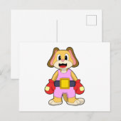 Hund beim Boxen mit Boxhandschuhen Postkarte (Vorne/Hinten)