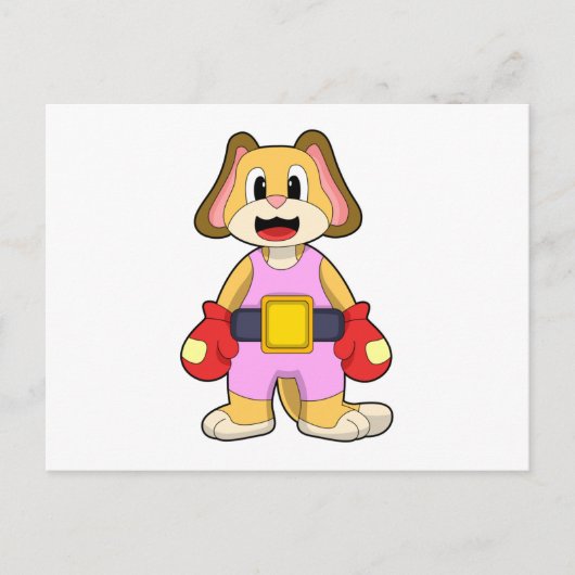 Hund beim Boxen mit Boxhandschuhen Postkarte (Vorderseite)