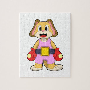 Hund beim Boxen mit Boxhandschuhen Puzzle