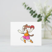 Hund beim Handballspieler mit Handball Postkarte (Stehend Vorderseite)