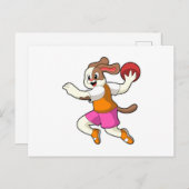 Hund beim Handballspieler mit Handball Postkarte (Vorne/Hinten)