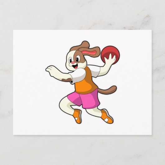 Hund beim Handballspieler mit Handball Postkarte (Vorderseite)