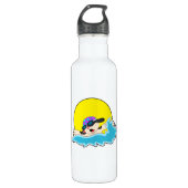 Hund beim Schwimmen mit Schwimmbrille Edelstahlflasche (Vorderseite)