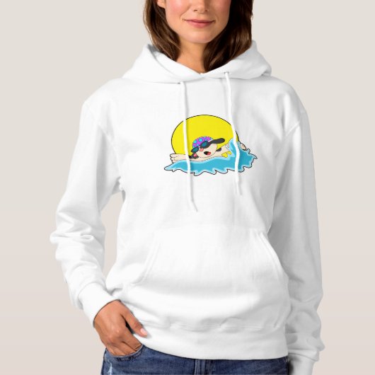 Hund beim Schwimmen mit Schwimmbrille Hoodie (Vorderseite)