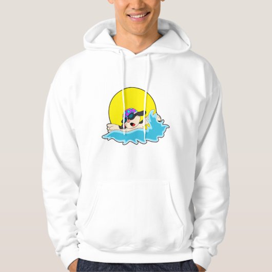 Hund beim Schwimmen mit Schwimmbrille Hoodie (Vorderseite)