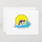 Hund beim Schwimmen mit Schwimmbrille Postkarte (Vorne/Hinten)