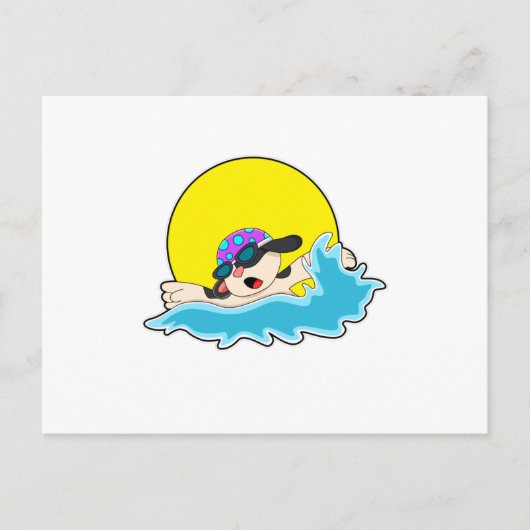 Hund beim Schwimmen mit Schwimmbrille Postkarte (Vorderseite)