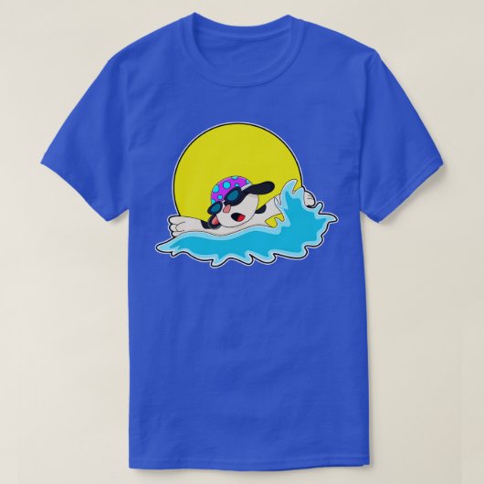 Hund beim Schwimmen mit Schwimmbrille T-Shirt (Design vorne)