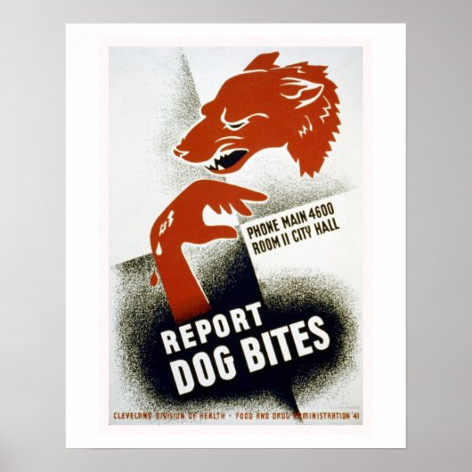 Hund beißt Vintage-WPA-Plakat Poster (Vorne)