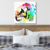 Hund bellt zur Musik Leinwanddruck (Insitu (Schlafzimmer))