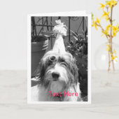 Hund bereit zum Party Karte (Gelbe Blume)