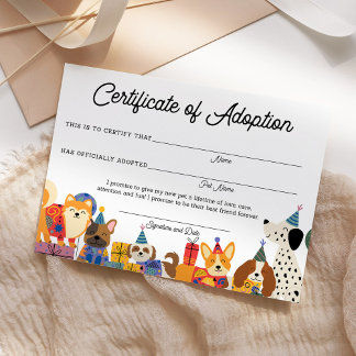 Hund Birthday Lasse Pawty Puppy Adoption Certifica