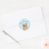 Hund Birthday Party Personalisiert Sticker Gingham (Umschlag)