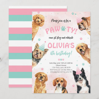 Hund Birthday Pawty Einladung