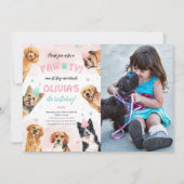 Hund Birthday Pawty Foto Einladung (Vorderseite)
