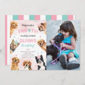 Hund Birthday Pawty Foto Einladung (Vorne/Hinten)