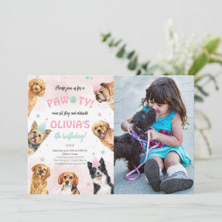 Hund Birthday Pawty Foto Einladung