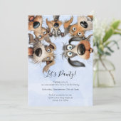 Hund Birthday Pawty Niedlich Personalisiert Einladung (Stehend Vorderseite)