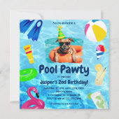 Hund Birthday Pool Party Welpe Pawty Einladung (Vorderseite)