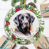 Hund Black Labrador Personalisiert Kranz Weihnacht Keramik Ornament